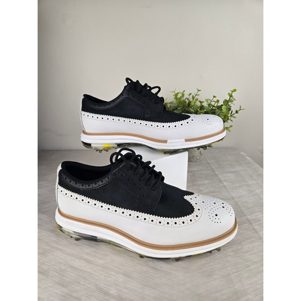 Cole Haan OriginalGrand Golf Shoes Mens 7M Black White Wingtip Spiked C36155